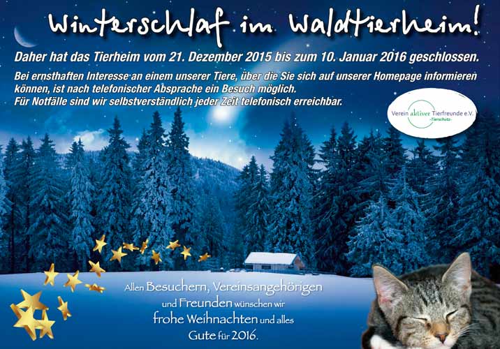 Winterschlaf im Waldtierheim ab 21.12.15